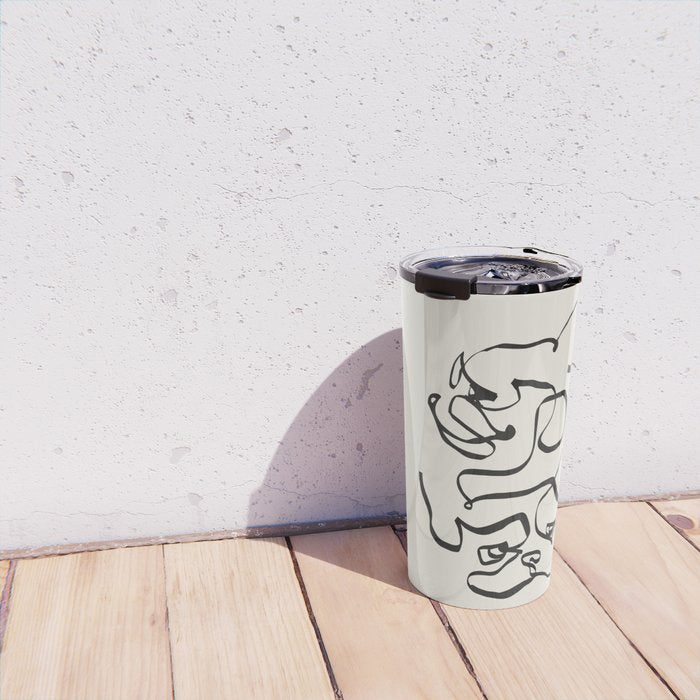 Abstract line frenchie Travel Mug Gallery Image 4