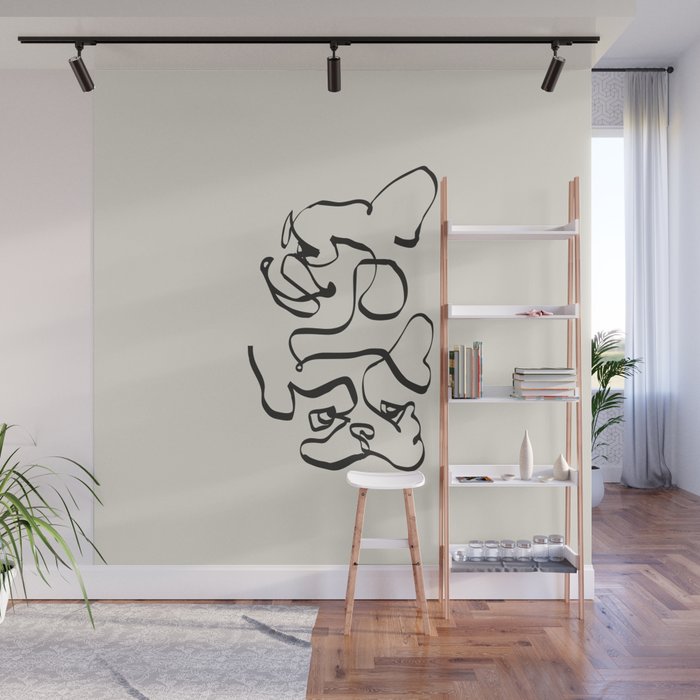 Abstract line frenchie Wall Mural Gallery Image 1