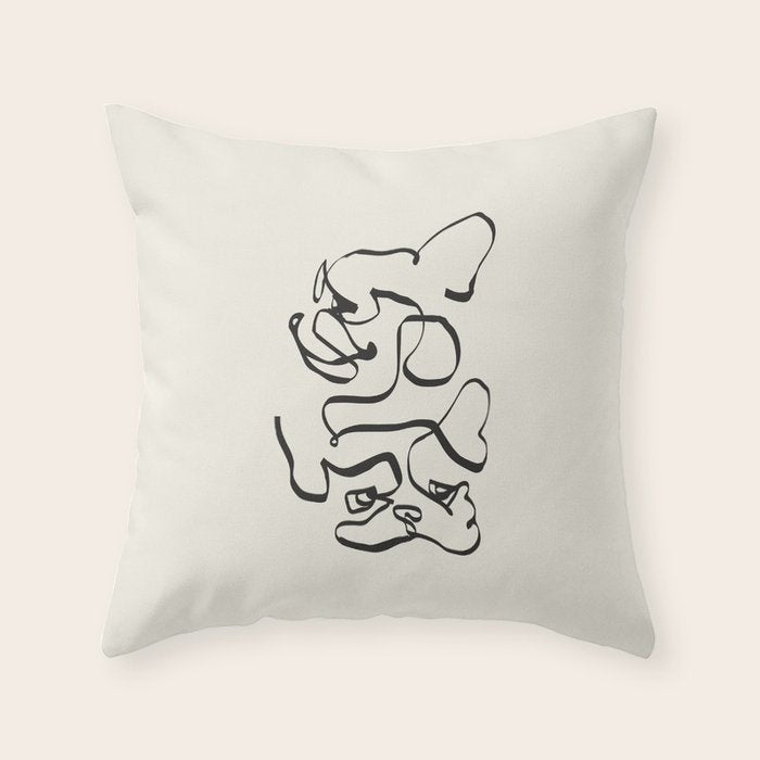 Abstract line frenchie Throw Pillow Gallery Image 6