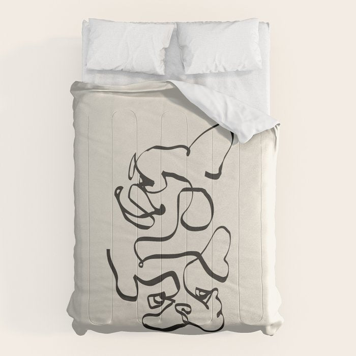 Abstract line frenchie Comforter Gallery Image 1