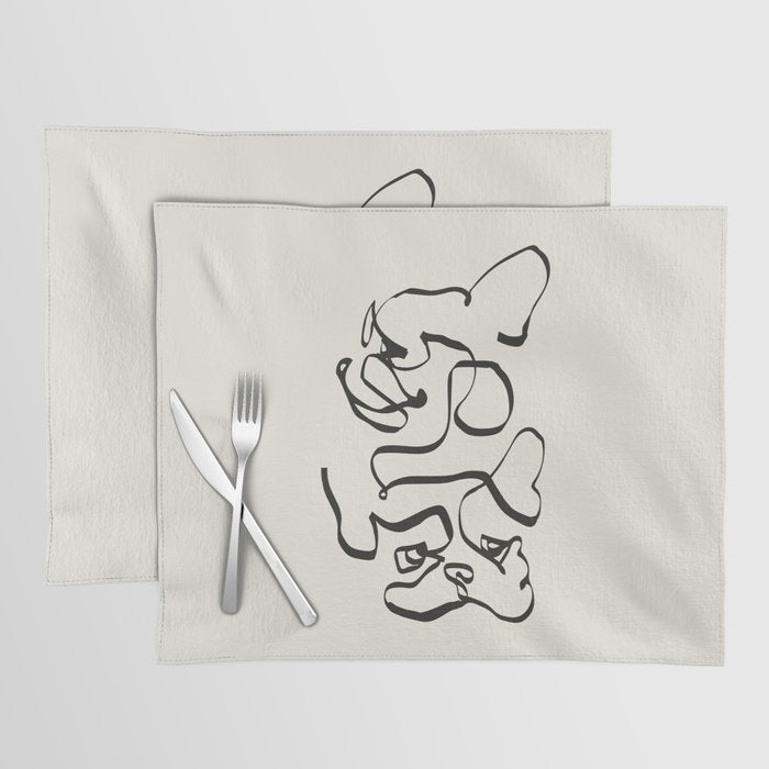 Abstract line frenchie Placemat Gallery Image 1