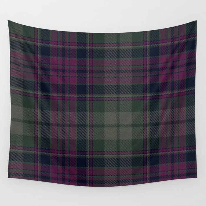 Vintage Purple Tartan Plaid Pattern Wall Tapestry Gallery Image 1