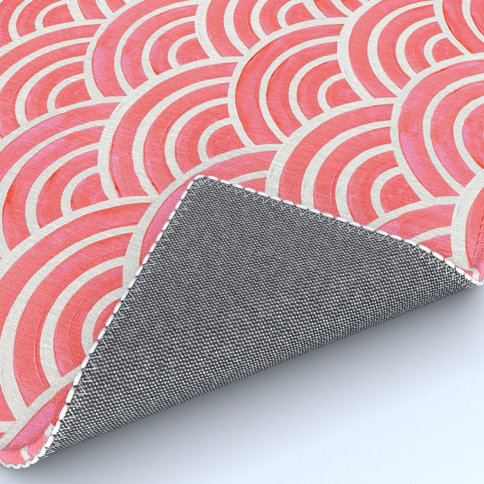 Japanese Seigaiha Wave Pattern - Coral Rug Gallery Image 4