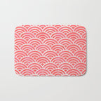 Japanese Seigaiha Wave Pattern - Coral Bath Mat Gallery Image 1