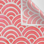 Japanese Seigaiha Wave Pattern - Coral Wall Tapestry Gallery Image 3