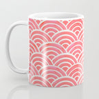 Japanese Seigaiha Wave Pattern - Coral Coffee Mug Gallery Image 3