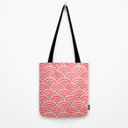 Japanese Seigaiha Wave Pattern - Coral Tote Bag Gallery Image 2