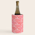 Japanese Seigaiha Wave Pattern - Coral Wine Chiller Gallery Image 1