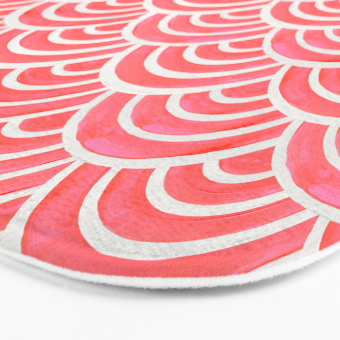 Japanese Seigaiha Wave Pattern - Coral Bath Mat Gallery Image 3