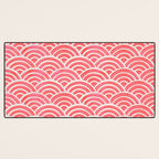Japanese Seigaiha Wave Pattern - Coral Desk Mat Gallery Image 3