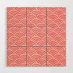 Japanese Seigaiha Wave Pattern - Coral Wood Wall Art Gallery Image 1
