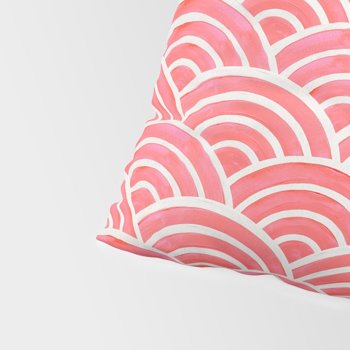 Japanese Seigaiha Wave Pattern - Coral Pillow Sham Gallery Image 4