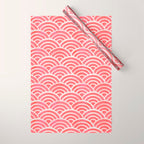 Japanese Seigaiha Wave Pattern - Coral Wrapping Paper Gallery Image 1