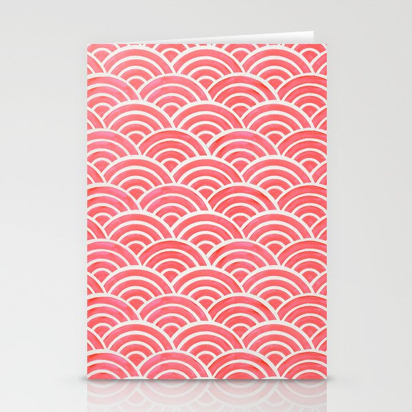 Japanese Seigaiha Wave Pattern - Coral Stationery Card Gallery Image 2