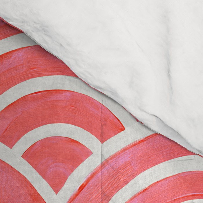 Japanese Seigaiha Wave Pattern - Coral Comforter Gallery Image 4