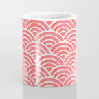 Japanese Seigaiha Wave Pattern - Coral Coffee Mug Gallery Image 4