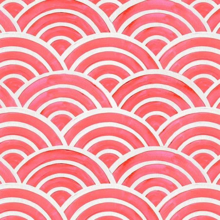 Japanese Seigaiha Wave Pattern - Coral Coffee Mug Gallery Image 2