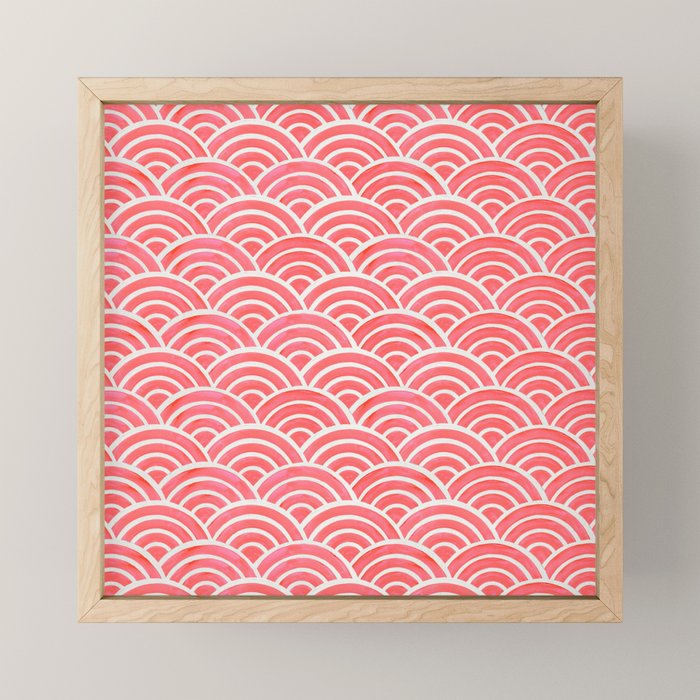 Japanese Seigaiha Wave Pattern - Coral Mini Art Print Gallery Image 1