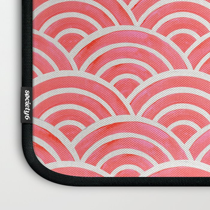 Japanese Seigaiha Wave Pattern - Coral Laptop Sleeve Gallery Image 3