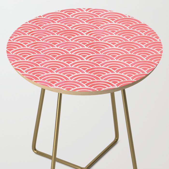 Japanese Seigaiha Wave Pattern - Coral Side Table Gallery Image 2