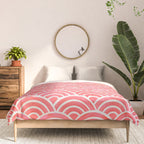 Japanese Seigaiha Wave Pattern - Coral Comforter Gallery Image 3
