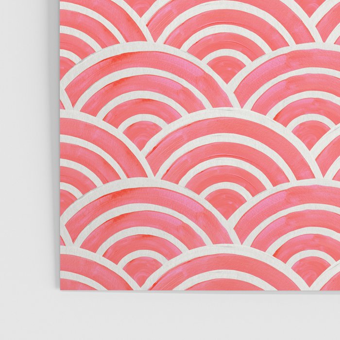 Japanese Seigaiha Wave Pattern - Coral Poster Gallery Image 3