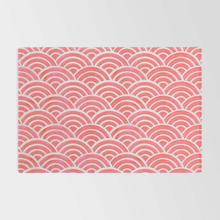 Japanese Seigaiha Wave Pattern - Coral Rug Gallery Image 2