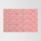 Japanese Seigaiha Wave Pattern - Coral Rug Gallery Image 2