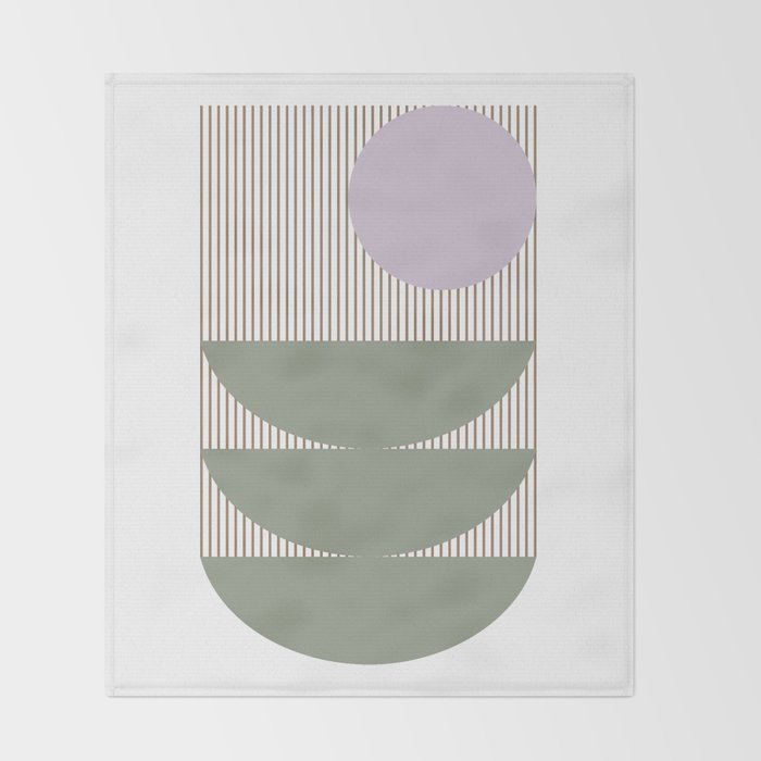Lines and Shapes in Moss and Lilac Throw Blanket Gallery Image 2