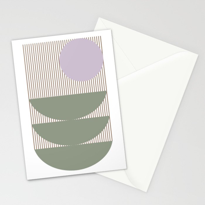Lines and Shapes in Moss and Lilac Stationery Card Gallery Image 2