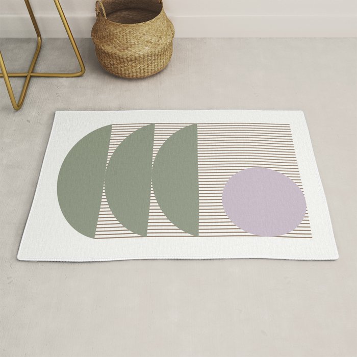 Lines and Shapes in Moss and Lilac Rug Gallery Image 1