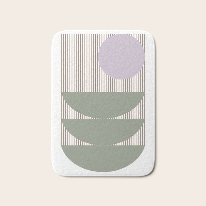 Lines and Shapes in Moss and Lilac Bath Mat Gallery Image 1