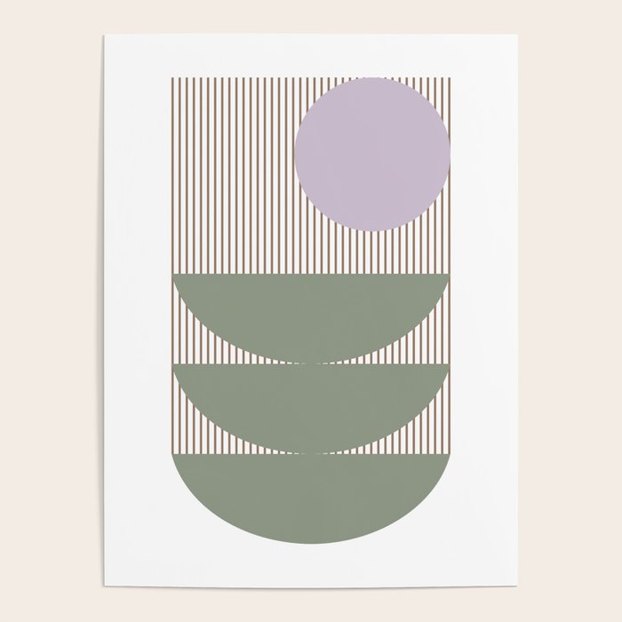Lines and Shapes in Moss and Lilac Poster Gallery Image 4
