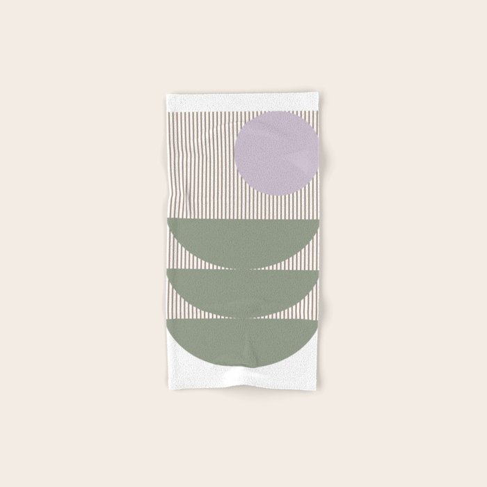 Lines and Shapes in Moss and Lilac Bath Towel Gallery Image 1