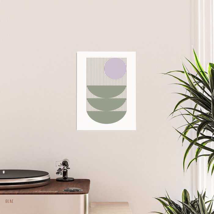 Lines and Shapes in Moss and Lilac Poster Gallery Image 2