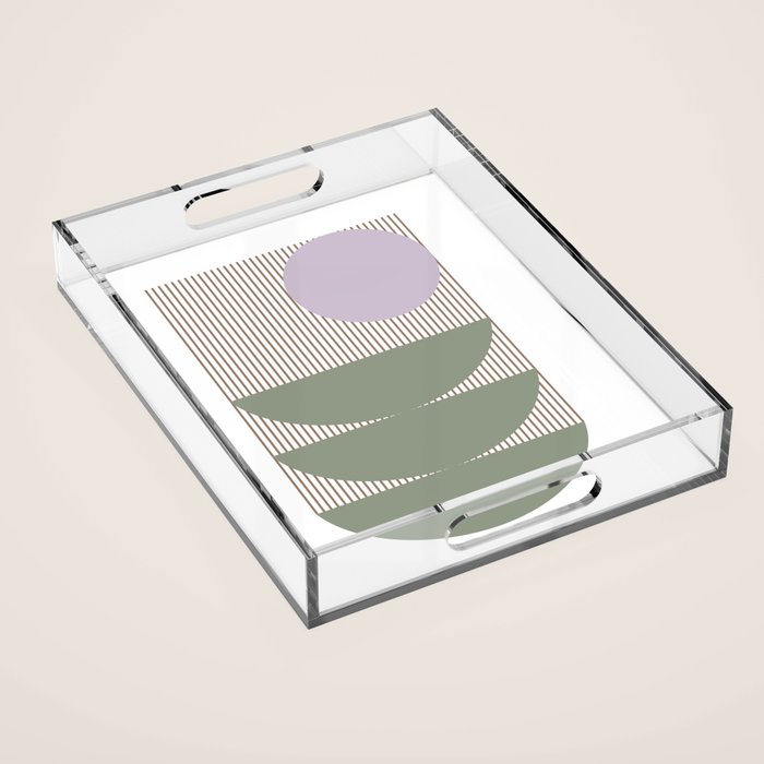Lines and Shapes in Moss and Lilac Acrylic Tray Gallery Image 1