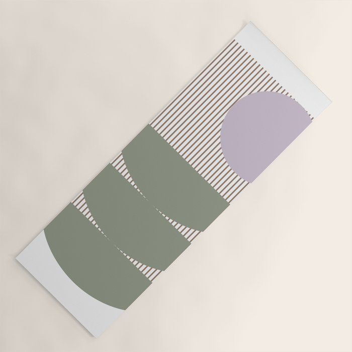 Lines and Shapes in Moss and Lilac Yoga Mat Gallery Image 1