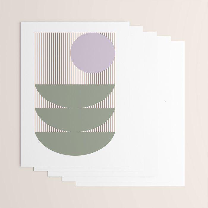 Lines and Shapes in Moss and Lilac Wrapping Paper Gallery Image 3