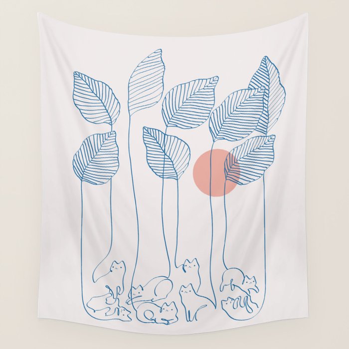 Cat and Plant 40 Wall Tapestry Gallery Image 4