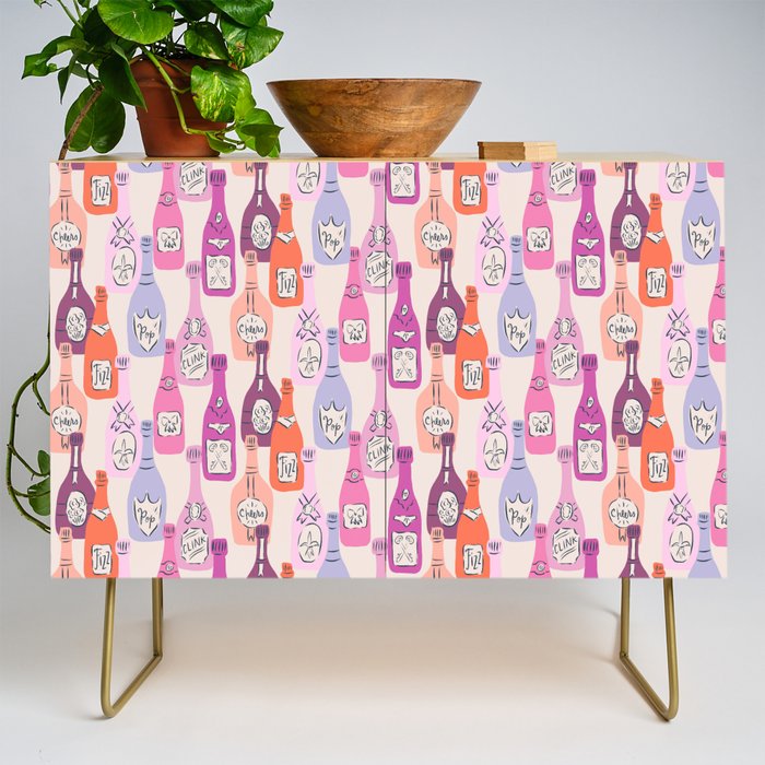 Champagne Bottles on Shelf Credenza Gallery Image 1