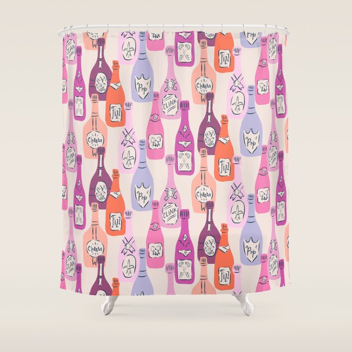 Champagne Bottles on Shelf Shower Curtain Gallery Image 1
