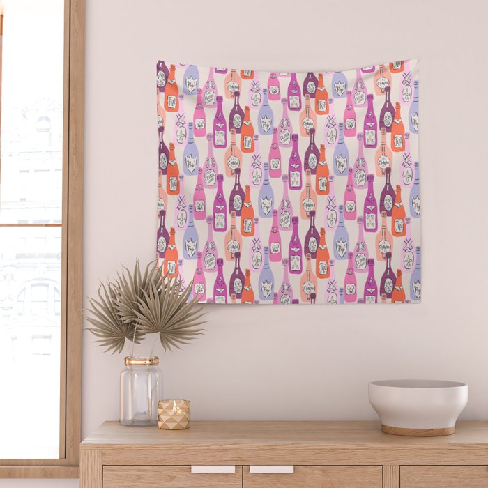 Champagne Bottles on Shelf Wall Tapestry Gallery Image 2