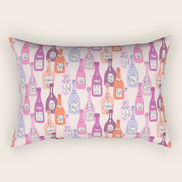 Champagne Bottles on Shelf Rectangular Pillow Gallery Image 1