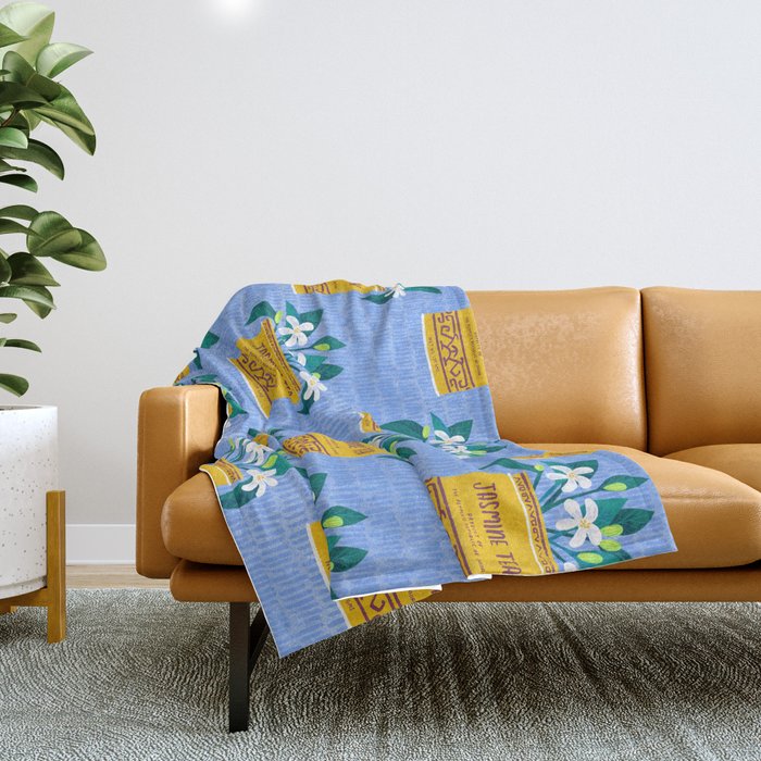 Jasmine Bouquet Florals Throw Blanket Gallery Image 1