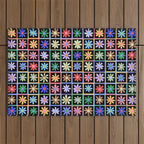 Checkered Flowers in Black  Outdoor Rug Gallery Image 1