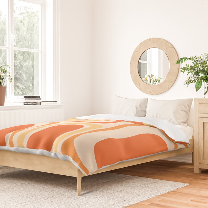 Palm Springs Midcentury Modern Abstract in Light Orange Tangerine Tones  Duvet Cover Gallery Image 2