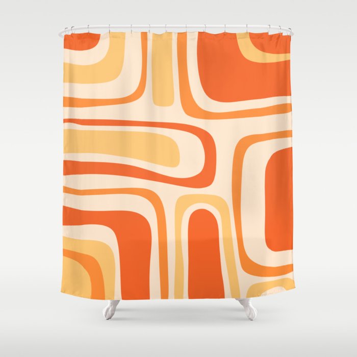 Palm Springs Midcentury Modern Abstract in Light Orange Tangerine Tones  Shower Curtain Gallery Image 1