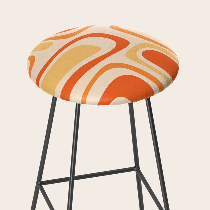Palm Springs Midcentury Modern Abstract in Light Orange Tangerine Tones  Stool Gallery Image 2
