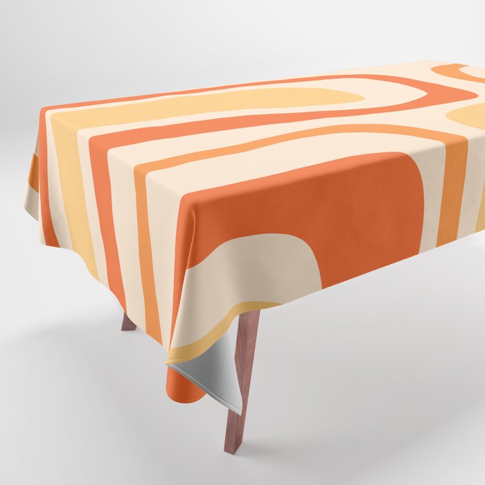 Palm Springs Midcentury Modern Abstract in Light Orange Tangerine Tones  Tablecloth Gallery Image 1