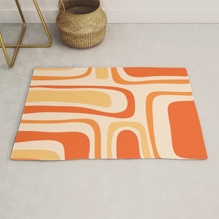 Palm Springs Midcentury Modern Abstract in Light Orange Tangerine Tones  Rug Gallery Image 1